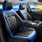 Soul Car Seat Covers Fit for Kia Soul 2010-2026, Premium Full Coverage Leather Automotive Seat Protectors, All Seasons Waterproof Breathable, Airbag Compatible, Front Seats, Black-Blue by Unknown