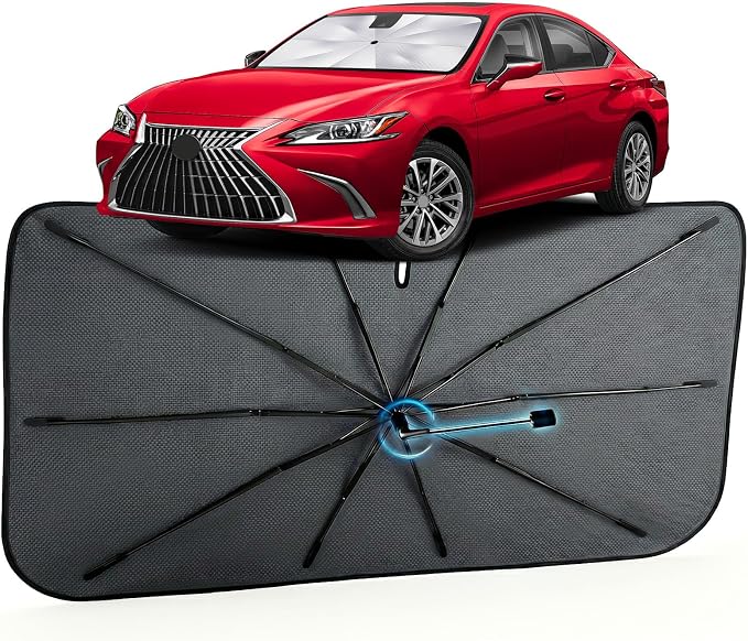 Car Windshield Sun Shade Umbrella for Lexus ES 2018-2026, 1:1 Fit Sunshade | [Reflective Coated Fabric] Car Shades Sun Visor Keep Car Cool and Protects Interior, Sunshade Umbrella for Front Window by MakeLifeBetter