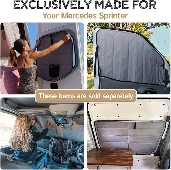 Living in a Bubble Insulated Blackout Mid Right Side Window Cover for Mercedes Sprinter Van Year 2007-2026 170" Length LWB & XLWB, NCV3 & VS30 (Bare Metal Frame) - Image 6