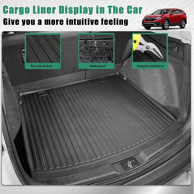 All Weather Cargo Liner Fit for 2020-2022 Honda CR-V(Not for Hybrid) | Custom Fit TPE Trunk Mat Accessories - All Weather Rubber Cargo Mat for Honda CRV (Upper Position) - Image 3