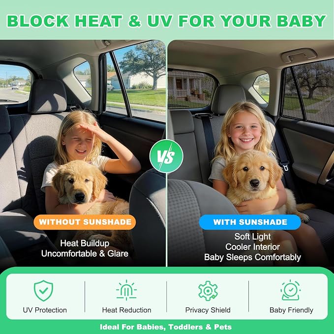 F150 Window Shades 2015-2020, Rear Mesh Coverage, 3PCS | Custom Fit Window Shades, Breathable Mesh Blocks UV Rays, Reduces Heat & Glare, Creates Comfort for Babies & Rear Passengers - Image 4