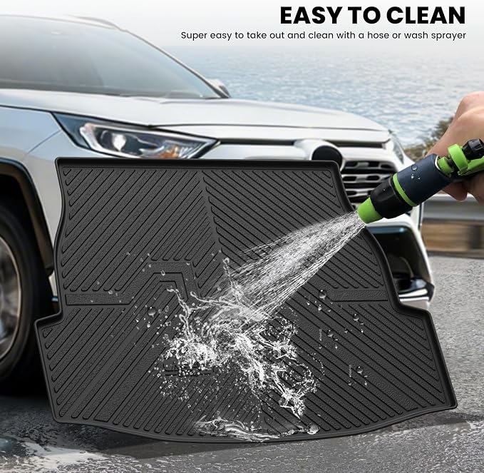 LASFIT Cargo Trunk Mat for Toyota RAV4 2019-2025 (Include Hybrid) | 100% TPE All Weather Rear Cargo Liner with Backrest Mats Custom Fit Waterproof RAV 4 Automotive Accessories, Black - Image 5