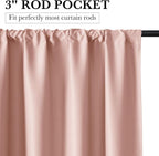 RYB HOME 100% Blackout Basement Curtains 24 inches Long, Heat & UV Blocking | Total Room Darkening, Noise Reducing, Curtains for Bathroom RV Campers, W34 x L24, Peach Pink, 2 Panels - Image 3