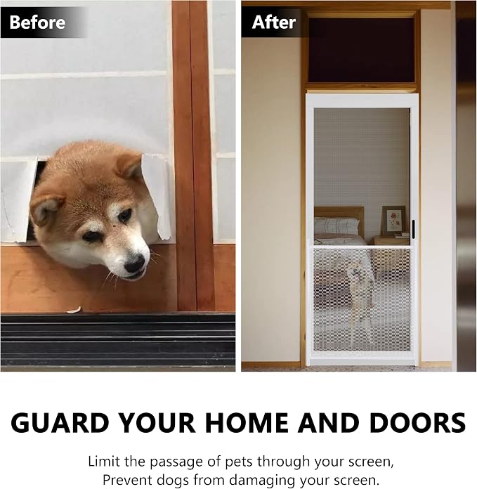 Steel Pet Grille RV Screen Door Protector For Dogs Pets Cats Scratch Protector Replacement White 36 Inch Screen Door Guard Pet Proof - Image 3