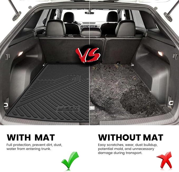 LASFIT Trunk Mat for Volkswagen Atlas Cross Sport 2020-2026, Custom Fit All-Weather Protection TPE Rubber Cargo Mat for VW Accessories, Super Duty, Waterproof, Easy to Clean, Black - Image 6