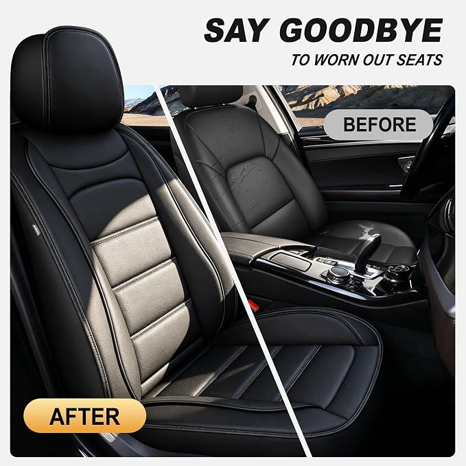 IKABEVEM Car Seat Covers for Mazda Mazda 3 2010-2019 Full Set(5 Seats) | Luxury Fuax Leather, Waterproof, Airbag Compatible, Easy to Install, Scratch‑Resistant Seat Protection, Black - Image 5