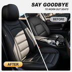 IKABEVEM Car Seat Covers for Nissan Juke 2011-2017 Full Set(5 Seats) | Luxury Fuax Leather, Waterproof, Airbag Compatible, Easy to Install, Scratch‑Resistant Seat Protection, Black - Image 5