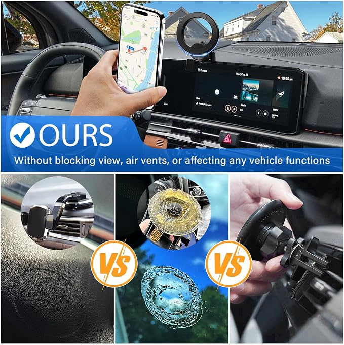 Car Phone Holder for Kia Sportage 2026 Accessories 12.3-in Screen | 2026 Kia Sportage Cell Phone Mount for Magsafe iPhone, 360° Hands-Free No Air Vent Blockage One-Hand Operation Stable Stand - Image 4