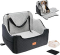 XEEP Dog Car Seat for Medium & Large Dogs Up to 55 lbs, Memory Foam | 2-in-1 Design, Includes Blanket & Urine Pad, 2 Height-Adjust Cushions, Two Safety Tethers, Machine Washable Cover(Black/Grey) by xeep