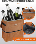 HOTOR Car Trash Can, Compact Waterproof Organizer, Leak-Proof Bin, 3-Gallon | Brown, Multifunctional Car Accessory with Adjustable Straps & Magnetic Snaps for Interior Car Storage - Image 5
