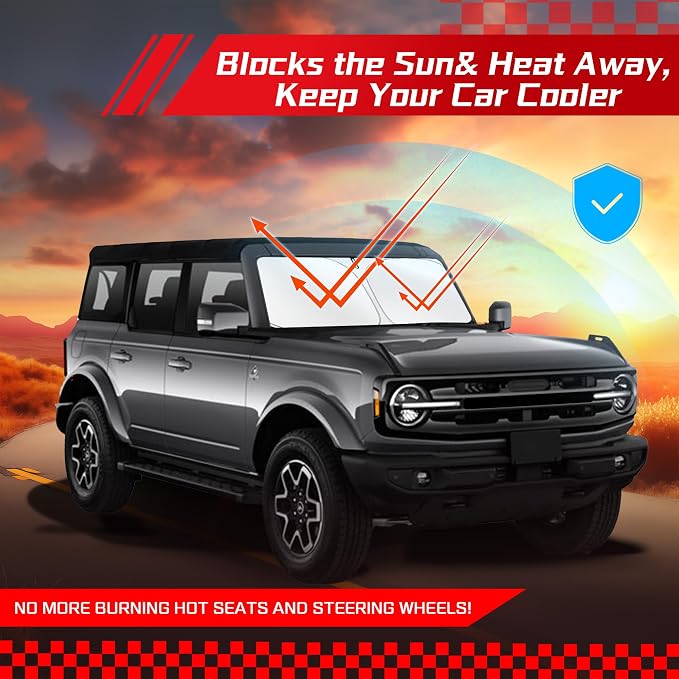 ARISMOTOR Windshield Sun Shade for Ford Bronco Sport 2021-2025 2026 | Custom Fit, Foldable, Front Window Sunshade Sun Visor Protector, Block UV Rays, Keep Car Cooler - Image 7