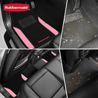 Rubbermaid Car Mats, Carpeted Floor Car Mat with Faux Leather & Built-in Heel Pad, Two-Tone Car Rug Floor Mats, Stylish Carpeted Floor Mats for Cars, Trucks & SUVs Pink Color - Image 4