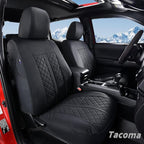Truckiipa Tacoma Leather Car Seat Covers Full Set Truck Seat Covers Cushion Fit for 2016-2023 Toyota Tacoma Double Crew Cab, Full Set, Black - Image 2
