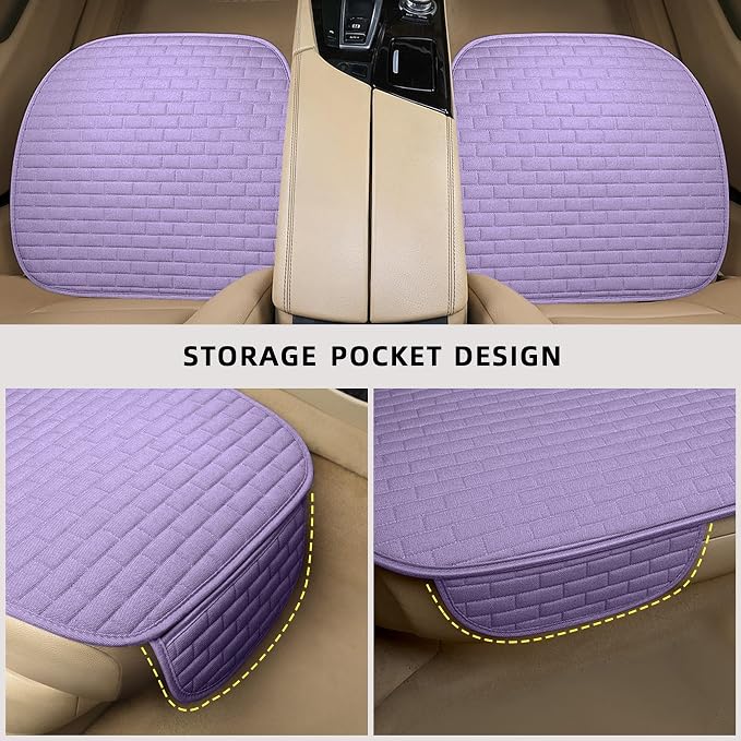 Pruple Car Seat Covers Front Seats,2 Pack Seat Covers for Cars Truck SUV | Front Seat Covers with Storage Pocket - Image 3