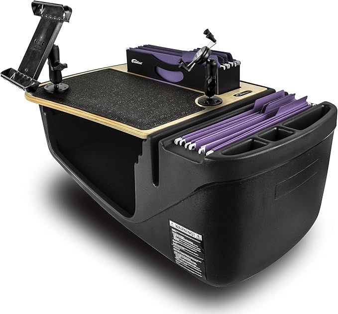 AutoExec AE-FMEF-PI-PM-TAB-11M Efficiency FileMaster Car Desk for Your Vehicle Workstation and Mobile Office, Natural with 400 watt Power Inverter, Phone Mount and Tablet Mount | 400 Watt Power Inverter, Phone Mount, Tablet Mount, Vehicle Workstation a... by AutoExec