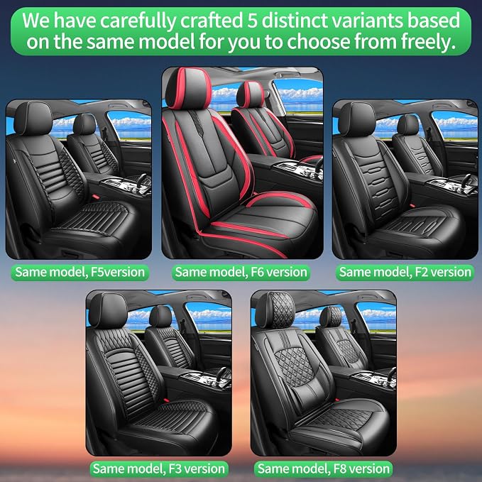 Fit Murano Car Seat Covers for Nissan Murano 2011-2024 2025 2026 -Upgraded Premium Waterproof & Breathable Leather,Airbag Compatible,All-Weather Seat Cushion Protector,2 Front/Black-Red - Image 9