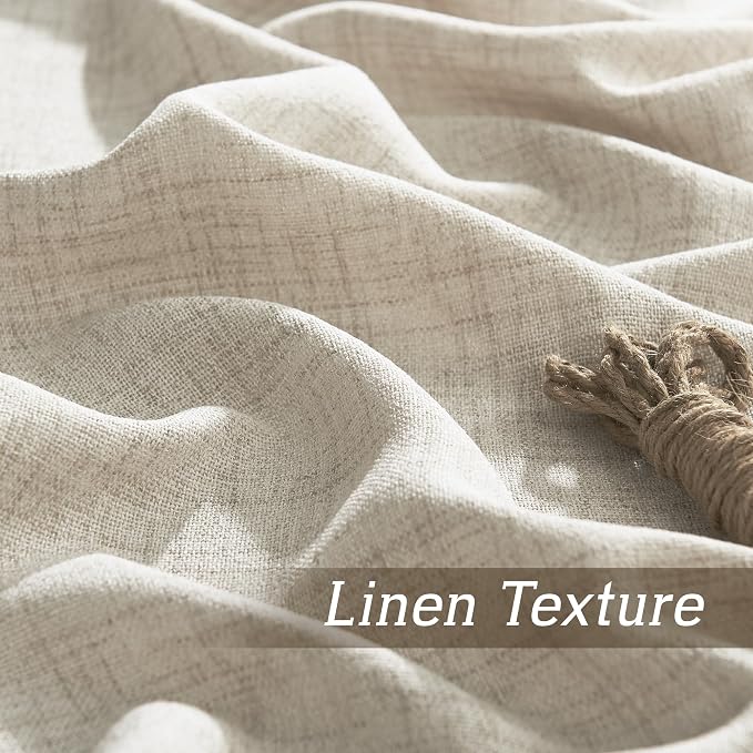 RYB HOME Natural Beige Linen Sheer Curtains 102 inches Long for Living Room | Weave Textured, Rod Pocket, Light Filtering, for Dining Room, W52 x L102, 2 Panels Set - Image 5