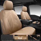 CAR PASS Waterproof Car seat Covers Full Sets Neoprene Wetsuit, All-Weather Non-Slip Durable, Universal Fit for SUV Sedans Trucks Vans Automotive, Armrest Airbag Compatible, 3D Emboss All Beige - Image 6