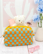 Checkered Makeup Bag for Purse, Small Cosmetic Pouch,Orange Green,2 Pack | Cute Zipper Makeup Organizer for Women, Travel Essentials, Toiletries, Makeup Brushes, Beauty Accessories&Bridesmaid Gifts - Image 2