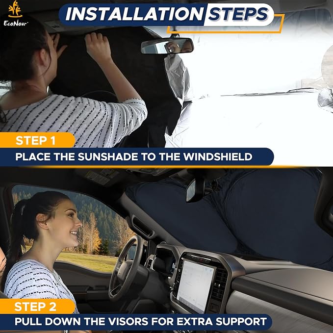 EcoNour Truck Windshield Sun Shade, Sun Shield Protects Dashboard and Seats - Image 6