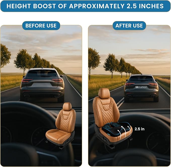 Car Seat Cushion for Driving, Coccyx Cushion for Car (Breathable 4D Cover) | Extra Large Seat Cushion for Car adds Premium Support, Sciatica Pain Relief Cushion With Breathable 4D Mesh Cover (Black) - Image 5
