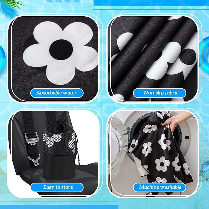 Hahafelt 2 Pack Car Seat Towel Cover with Storage Bag, Florid Declamation | 63 x 32 in Car Towel Seat Cover Non Slip Waterproof, Gym Workout Swimming Running, Machine Washable Sweat Absorbent Protector - Image 3