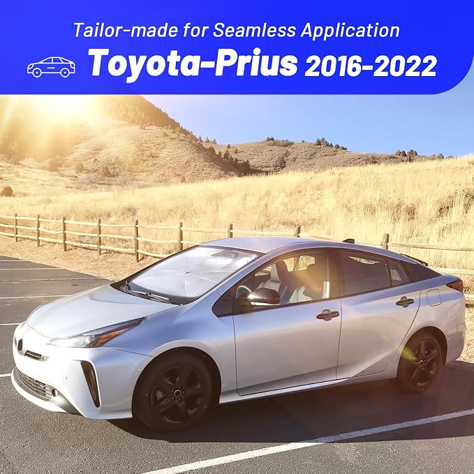 Windshield Sun Shade Umbrella for Toyota Prius 2016-2022 Front Window | Foldable Sunshade with 360° Rotating Shaft, Custom Fit Car Shades for Prius Accessories with UV & Heat Protection - Image 3