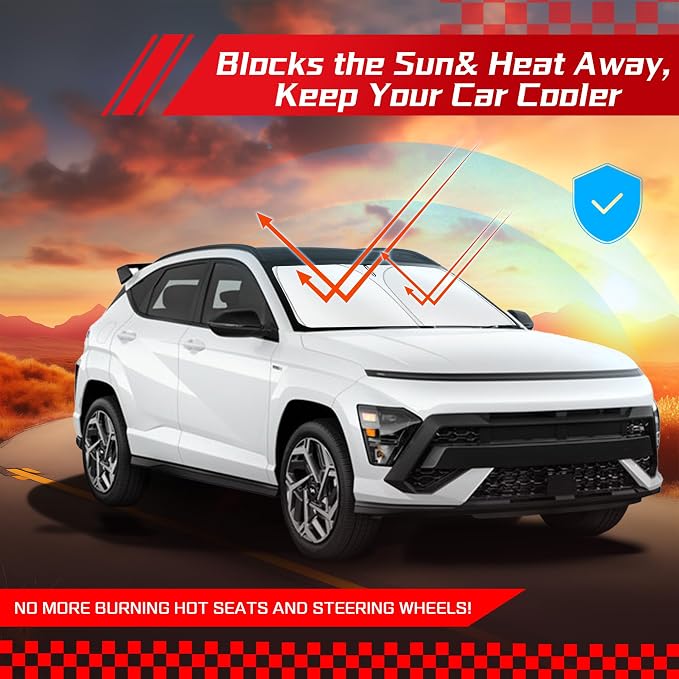 ARISMOTOR Windshield Sun Shade for Hyundai Kona 2024-2025 2026 | Custom Fit, Foldable, Front Window Sunshade Sun Visor Protector, Block UV Rays, Keep Car Cooler - Image 7