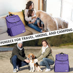 BAGLHER Dog Travel Bag Airline Approved Pet Supplies Backpack, Dog Travel Backpack with 2 Silicone Collapsible Bowls and 2 Food Baskets Purple - Image 6