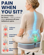 5 STARS UNITED Seat Cushion - Memory Foam Chair Cushion for Tailbone Pain Relief - Ergonomic Support for Coccyx, Sciatica & Butt - Office, Desk & Gaming Chair, Car Seat, Wheelchair, Airplane, L Gray - Image 2