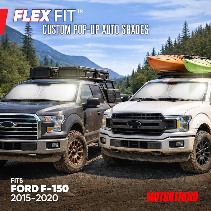 Motor Trend Custom Fit Ford F150 Sun Shade for Windshield 2015-2020 Ford F150 Accessories - Car Accessories Foldable Front Windshield Car Sun Shade - Automotive Interior Sunshade Visor UV Protection - Image 2
