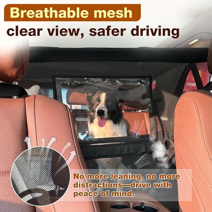 Loyala Dog Car Barriers for SUVs Trucks Cars Adjustable Dog Car Divider Pet Car Barrier for Back Seat Pet Barrier Universal-Fit Safety Travel Accessory 50" W x 56" W x 32" H - Image 6