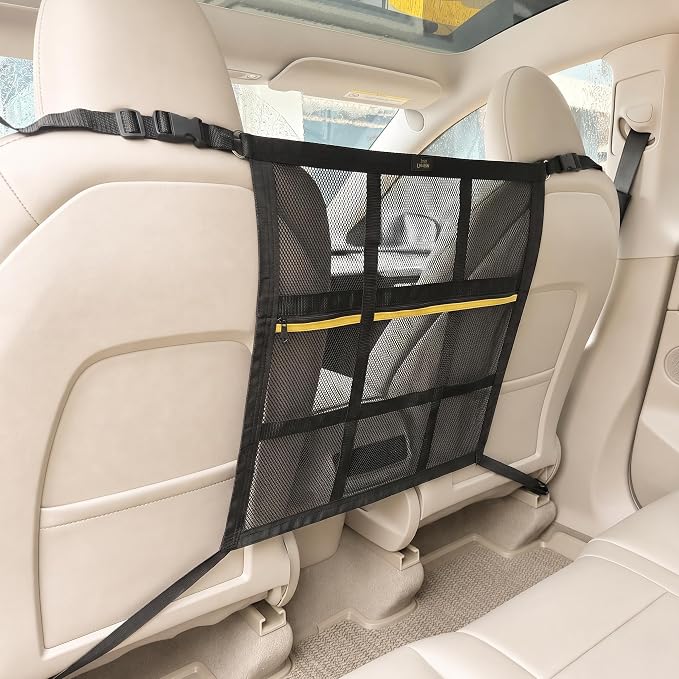 Dog Car Barrier for SUV, Truck & Sedan, Safer Driving | Double-Layer Car Divider for Dogs with Mesh Organizer, Car net for dogs, Breathable & Easy to Install by Unknown