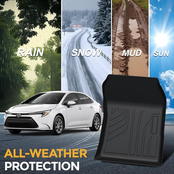 Floor Mats for 2020-2026 Toyota Corolla Sedan Accessories | Full-Coverage Set with Cargo Liner, Odorless & Durable, All-Weather Protection, 3D Laser Fit, Easy to Spray Clean - Image 8