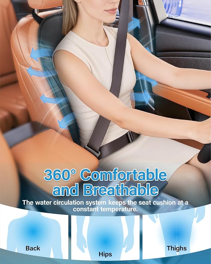 Liquid Cooling Car Seat Cover Cooling Seat Cushion with 3 Cooling Modes | 12V-24V Active Cooling Seat Cushion, Quiet Seat Cooler, for Car SUV Truck - Image 7