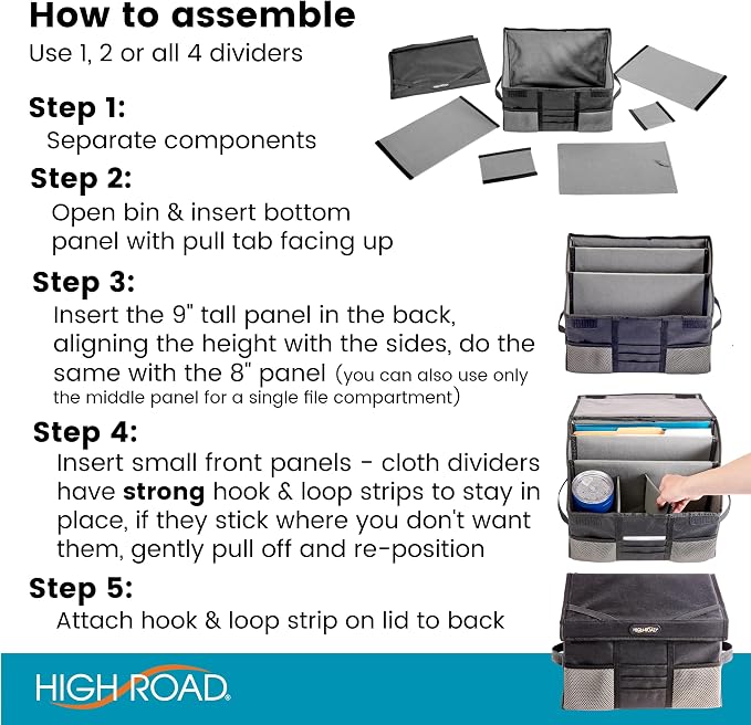Passenger Seat Organizer and Car File Organizer for Mobile Office Work | High Road's Car Office Organizer is a Desktop and Filing Organizer with Adjustable Divider Panels for Custom Storage - Image 7
