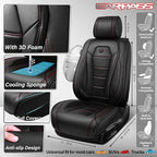 CAR PASS Luxury Nappa Leather Car Seat Covers Front Seats, Waterproof Seat Cover for Cars 2 Seats, Black Car Seat Protector, Automotive Seat Cover Universal Fit for Most Sedans SUV Trucks Black - Image 3