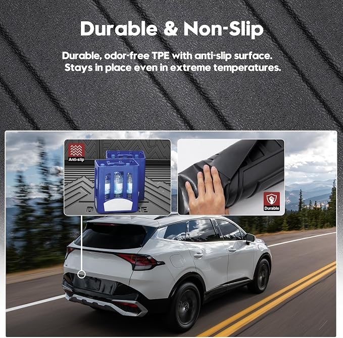 T TGBROS for Kia Sportage Floor Mats 2023-2026 All-Weather Full Set Custom Fit TPE Liners Back Seat Protector Cargo Liner Trunk for Sportage Accessories 6PCS (Not for Hybrid & 2026 SX Prestige Trim) - Image 4