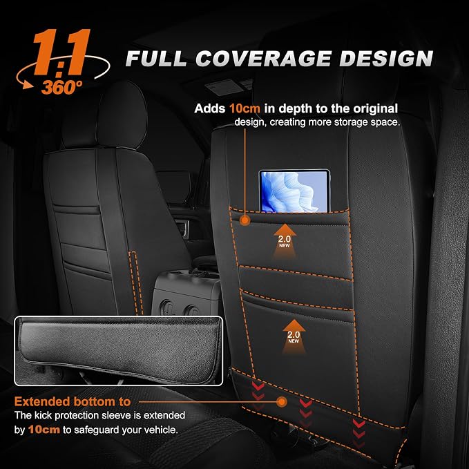 Custom Fit Seat Covers for Honda CRV 2017 2018 2019 2020 2021 2022 | CR-V Faux Leather Full Coverage Seat Cover Full Set Front & Rear Car Seat Protector(Black,5 Seats) - Image 5
