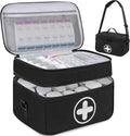 Medicine Storage Bag, 2 Layer Pill Bottle Organizer Storage Bag Empty | Lockable Medical Travel Bag with Adjustable Divider, Suitable for Pills, Vitamins, Fish Oil, Medical Supplies by WELIDAY