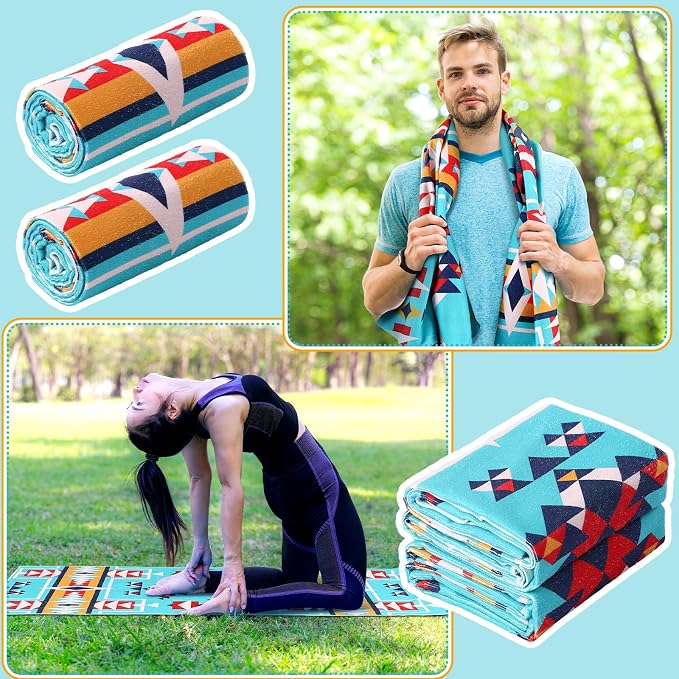Hahafelt 2 Pack Car Seat Towel Covers Athletic Running Towel Performance Microfiber Post Workout Sweat Washable Cover Non Slip for Seat Outdoor Sport (Navajo Tribal) - Image 5
