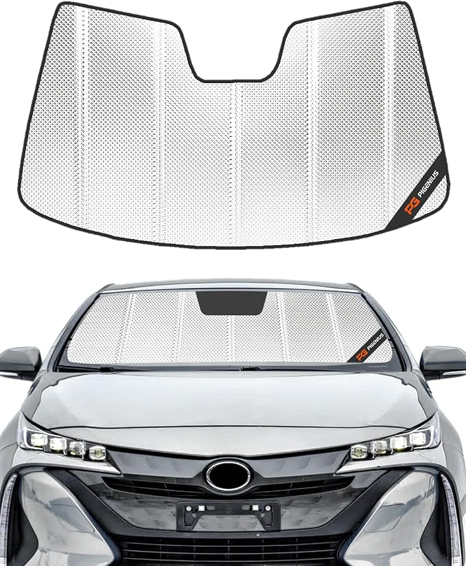 Pigenius Windshield Sun Shade for Toyota Prius 2016-2022, Toyota Prius Prime 2017-2022. Reflective Aluminum Film Front Window Sunshade - BLAZBLOCK by Pigenius