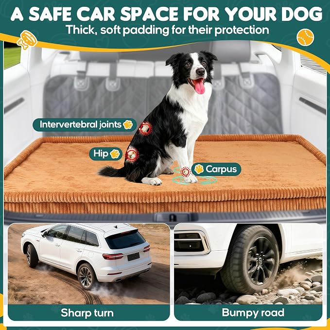Loiion Dog Car Bed, Non-Slip Backseat Extender Pet Mat 56"x28.7"x2" | Removable, Washable Dog Bed With Waterproof Liner Protects Car Seats, Anti-Slip Travel Bed For Dogs - Image 2