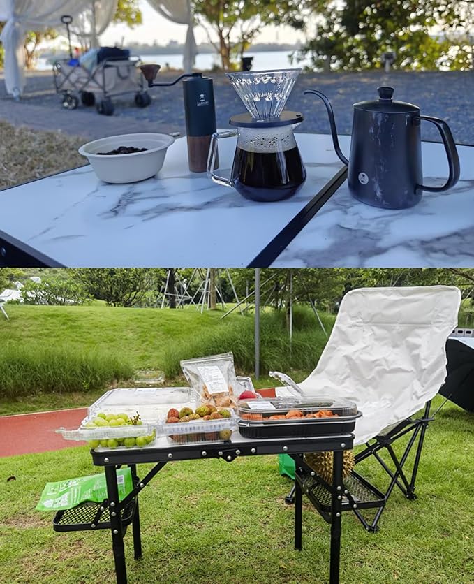 Titanker Small Camping Table Foldable 2ft, Folding Picnic Table with Side Racks & Net, Folding Camp Table Portable Beach Table, Car Camping Essentials, Sturdy Light Aluminum, Gift for Father Husband - Image 5