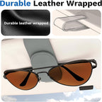 BFXM Car Sunglass Holder, Magnetic Leather Sunglass Holder | Eyeglass Hanger Clip for Car Sun Visor, Car Sun Visor Ticket and Card Clip - Image 7