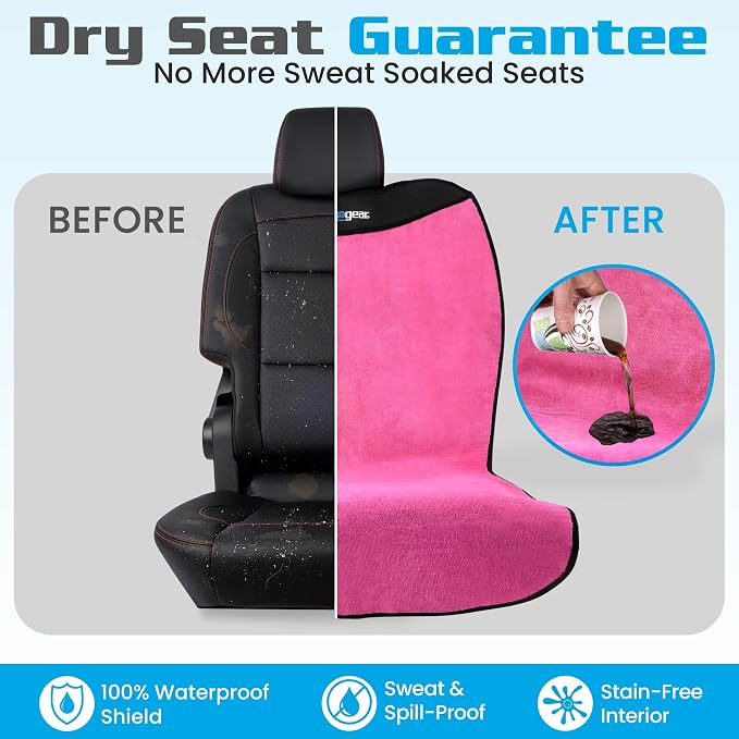 Happeseat Waterproof Car Seat Cover & Protector, Pink | Universal Fit, Car Seat Towel Cover, Slip Resistant Backing, Machine Washable, Fits Front & Back, Easy Install & Storage - Image 2