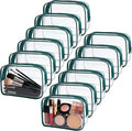 12 Pieces Clear Makeup Bags Bulk, TSA Approved Toiletry Bag Cosmetic Toiletries Pouch with Zipper, Waterproof Vinyl Plastic Organizer Case for Carry-on Travel Essentials (Green Medium) by YOQIVEXU