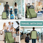 Rolling Car Seat Travel Bag with Wheels – Car Seat Backpack Transport Case for Airplane Travel, Fits Convertible & Booster Seats, Protective Storage Cover, (Green) - Image 5