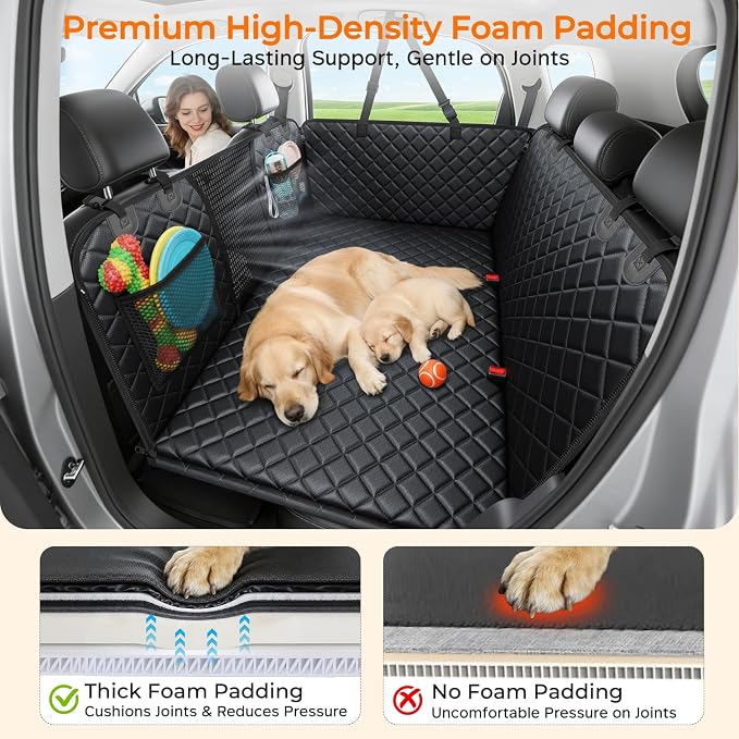 URPOWER Dog Back Seat Extender for Full-Size Crew Cab Trucks, Hard Bottom | Supports 550 lbs, Stable 3-Panel Hard Bottom, Added High-Density Foam for Comfort, Waterproof 900D Oxford, 45% More Space - Image 5