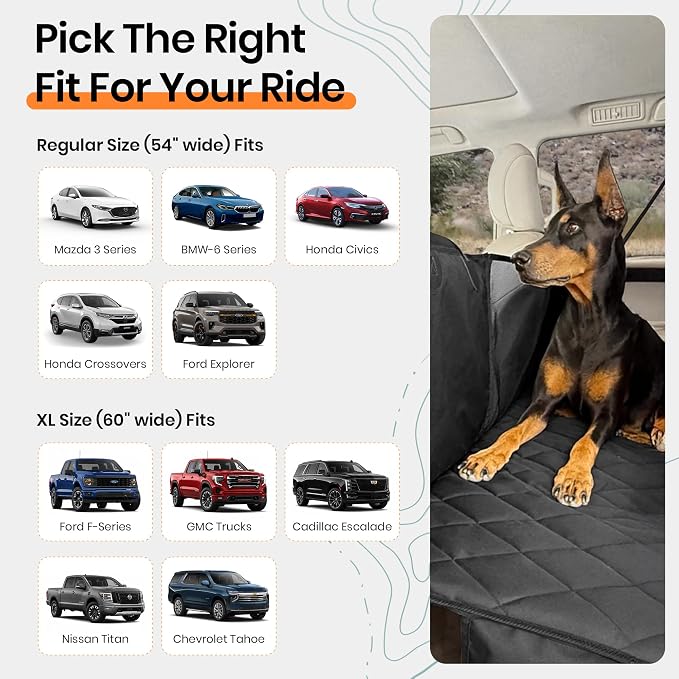 4Knines Back Seat Extender for Dogs Hard Bottom w/EZ Door Guard Black XL | K9-Shield Waterproof Layer, Easy Open Door Guards, Seat Belt Access, and Non-Slip Layer, Heavy Duty Materials - Image 8